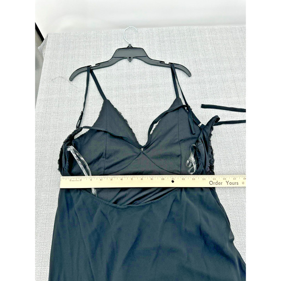 Babydoll Slip Dress Medium Maxi Coquette Black Whimsigoth Feminine Open Back - Picture 3 of 9